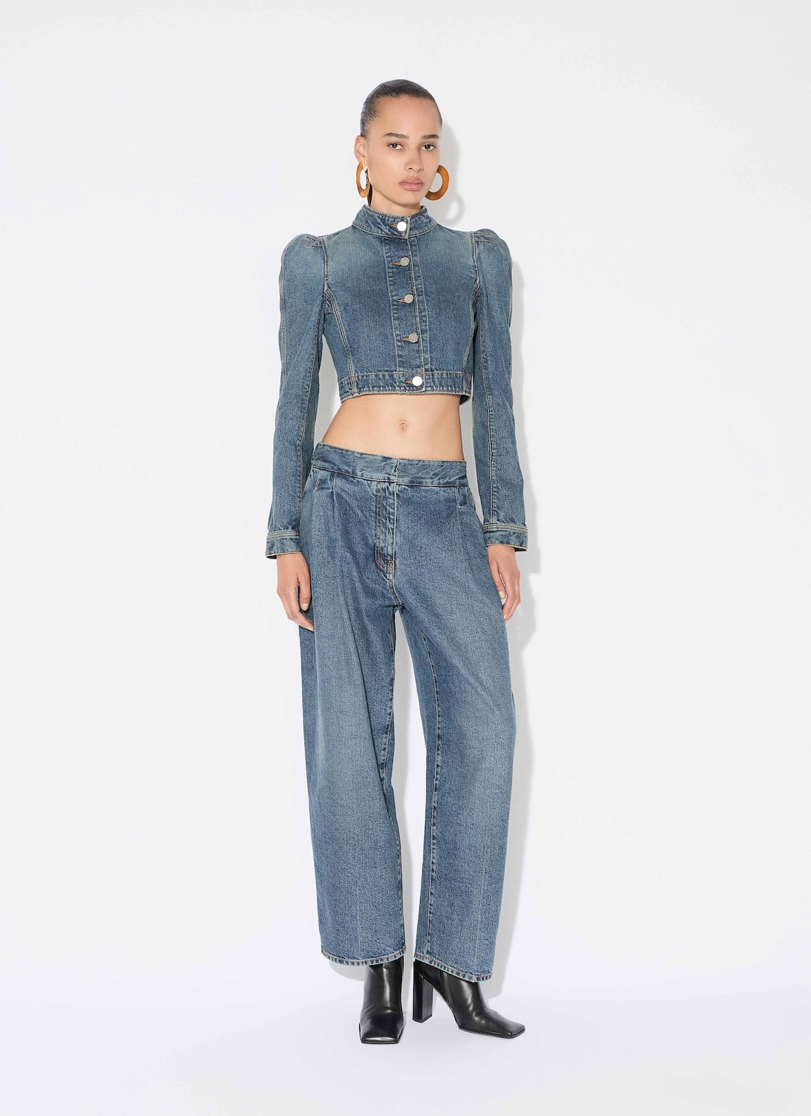 デニム製 ハイネックジャケット ALAÏA ブルー デニム製 ハイネックジャケット